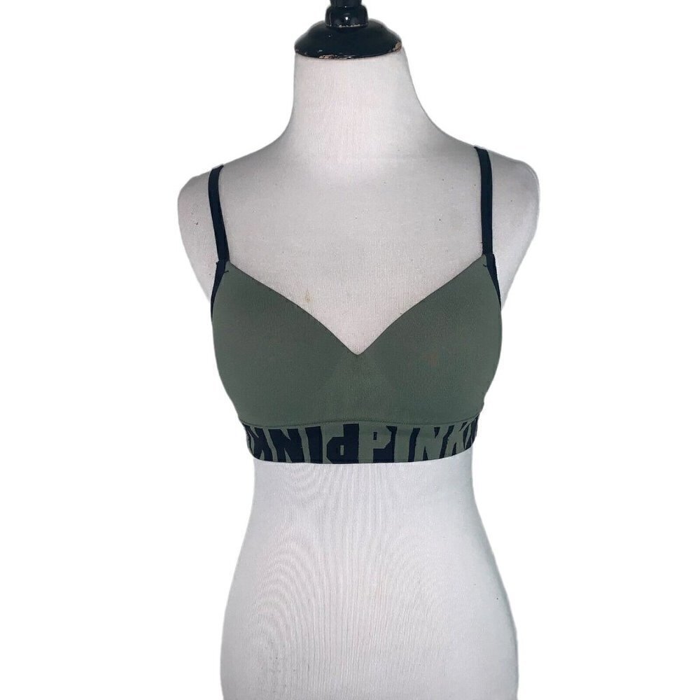 PINK by Victoria's Secret Women's S Small Bra Padded Adjustable Straps Green